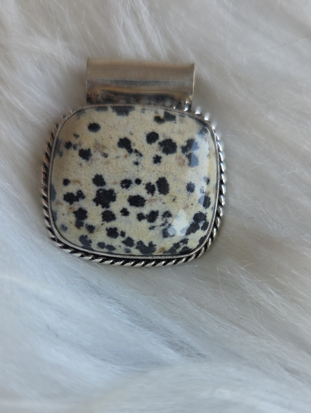 Dalmation Jasper Silver Plated Gemstone Necklace Pendant